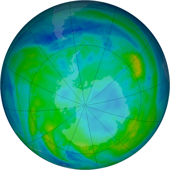 Antarctic ozone map for 23 May 2004